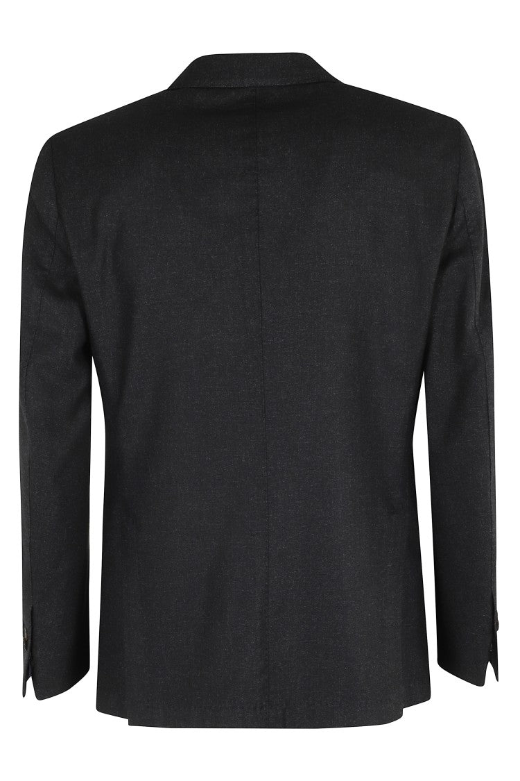 Santaniello Single-Breasted Black Wool Blend Jacket