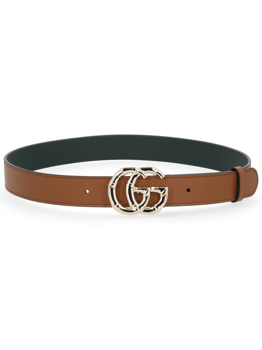 Gucci Gg Marmont Slim Brown Leather Belt
