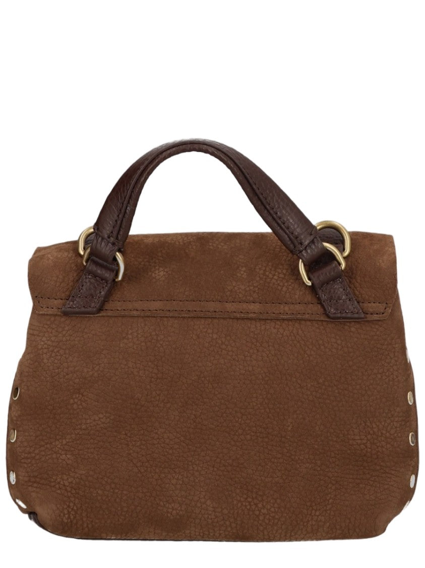 Zanellato Textured Brown Suede Handbag With Gold-Tone Accents