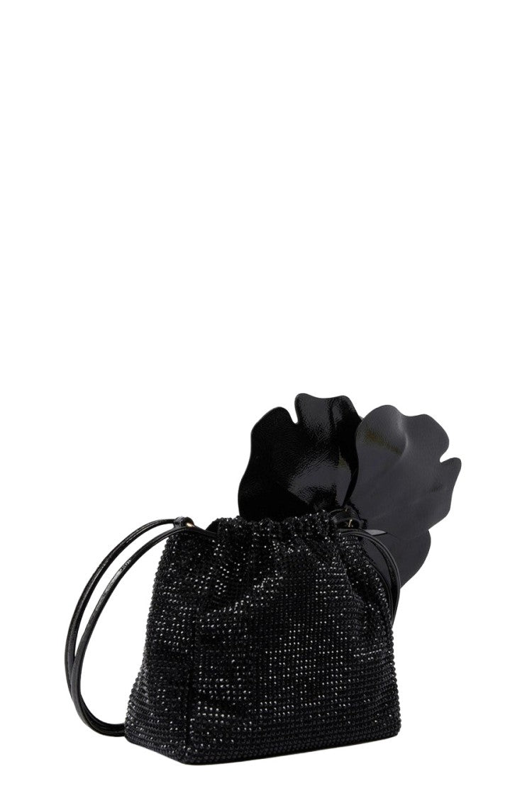 Pinko Black Sparkling Flower Polyester-Blend Shoulder Bag