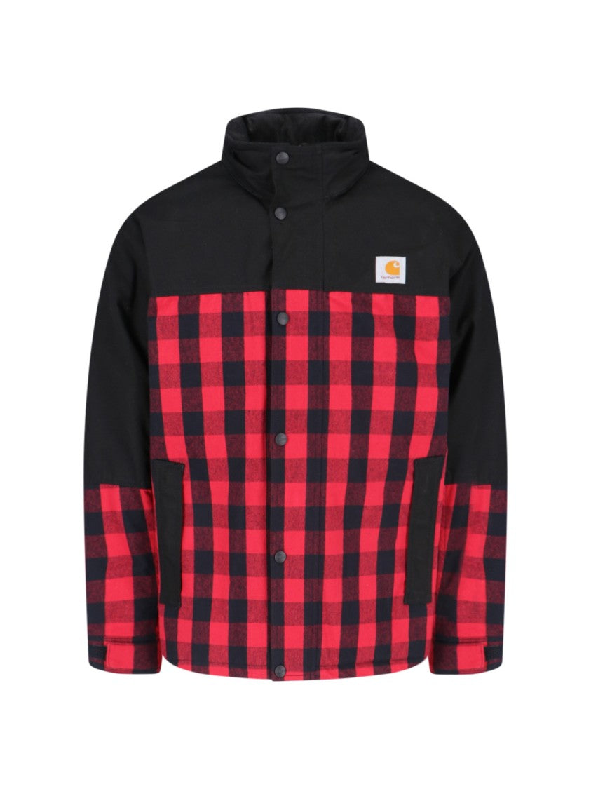 Junya Watanabe Checked Technical Jacket In Black Cotton Geometric Checked