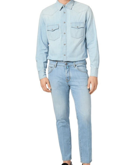 Jacob Cohen Light Blue Denim Jeans With Vintage Nubuck Patch