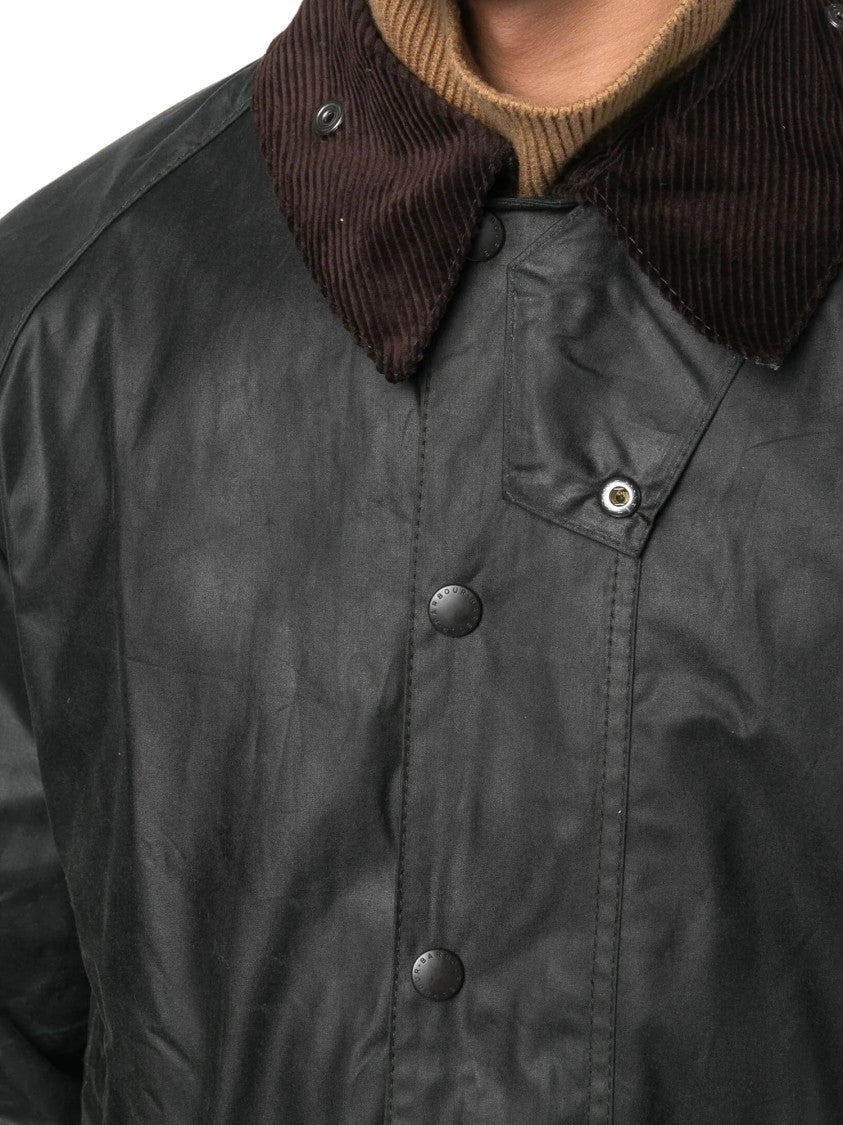 Barbour Classic Corduroy Collar Plaid Lining Waxed Cotton Jacket