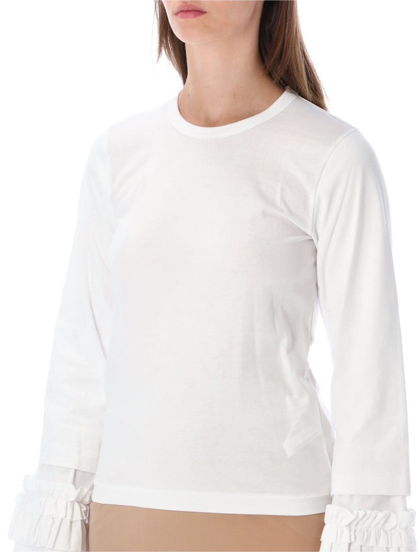 Comme Des Garçons Ruffle-Cuff Long-Sleeve Cotton T-Shirt
