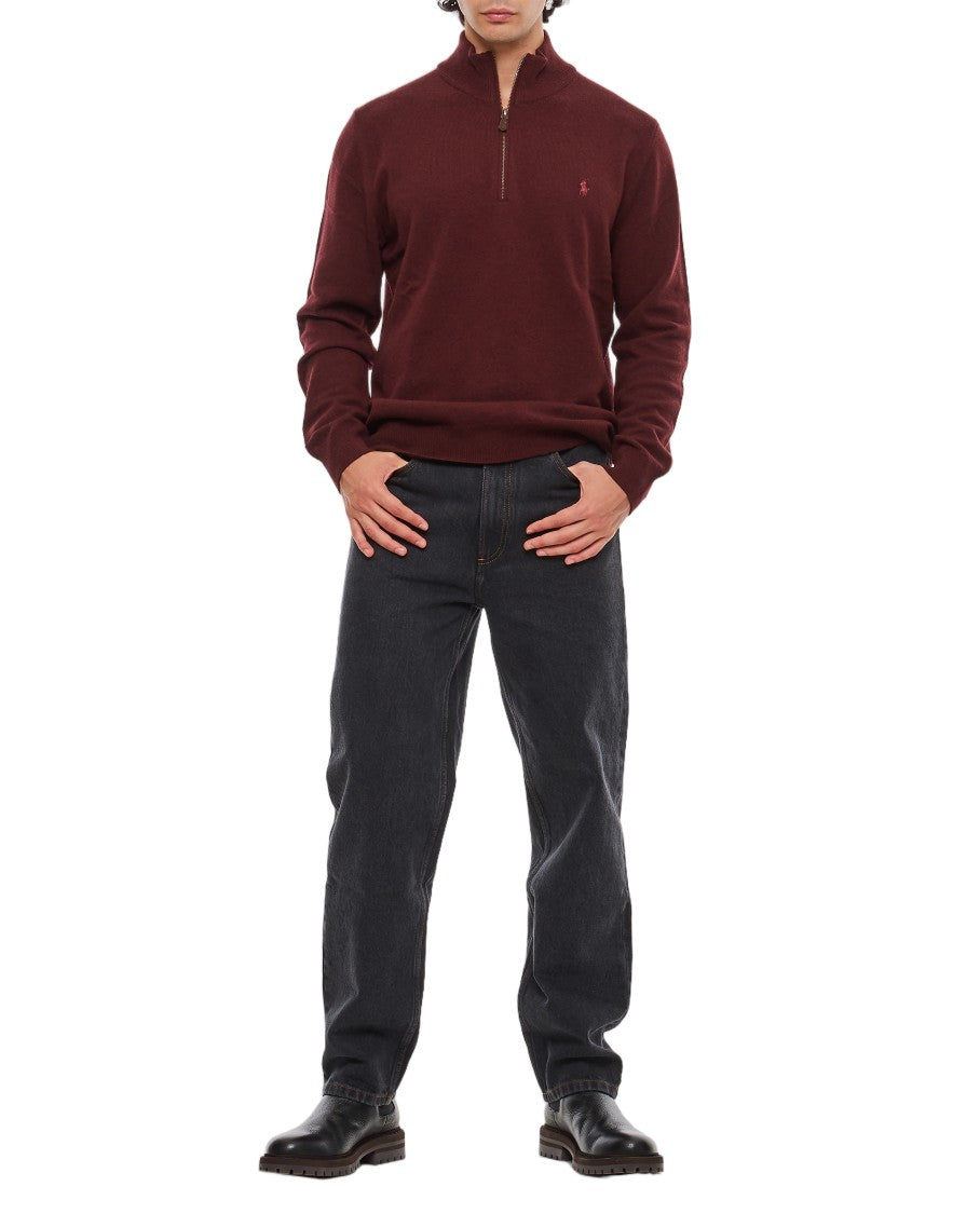 Polo Ralph Lauren Half-Zip Wool Pullover With Ribbed Stand Collar And Embroidered Logo