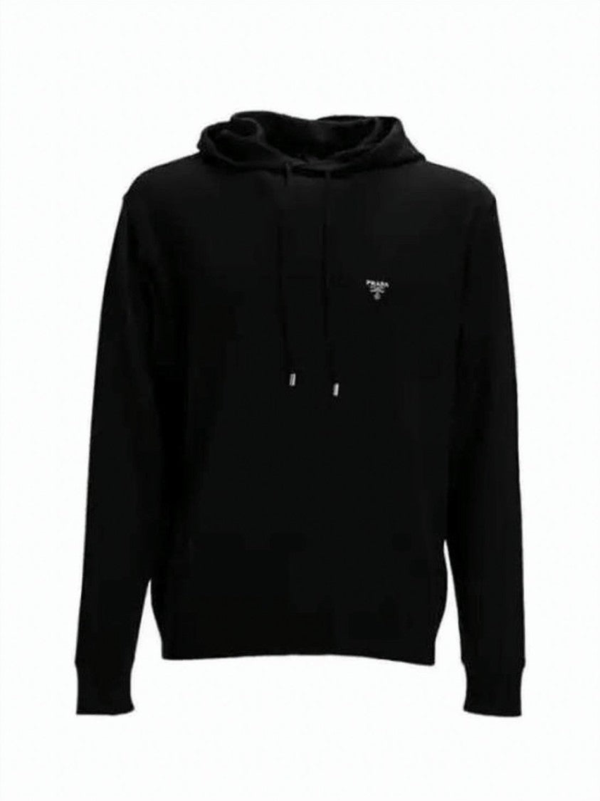 Prada Silk Hoodie With Minimalist Design And Logo Detail