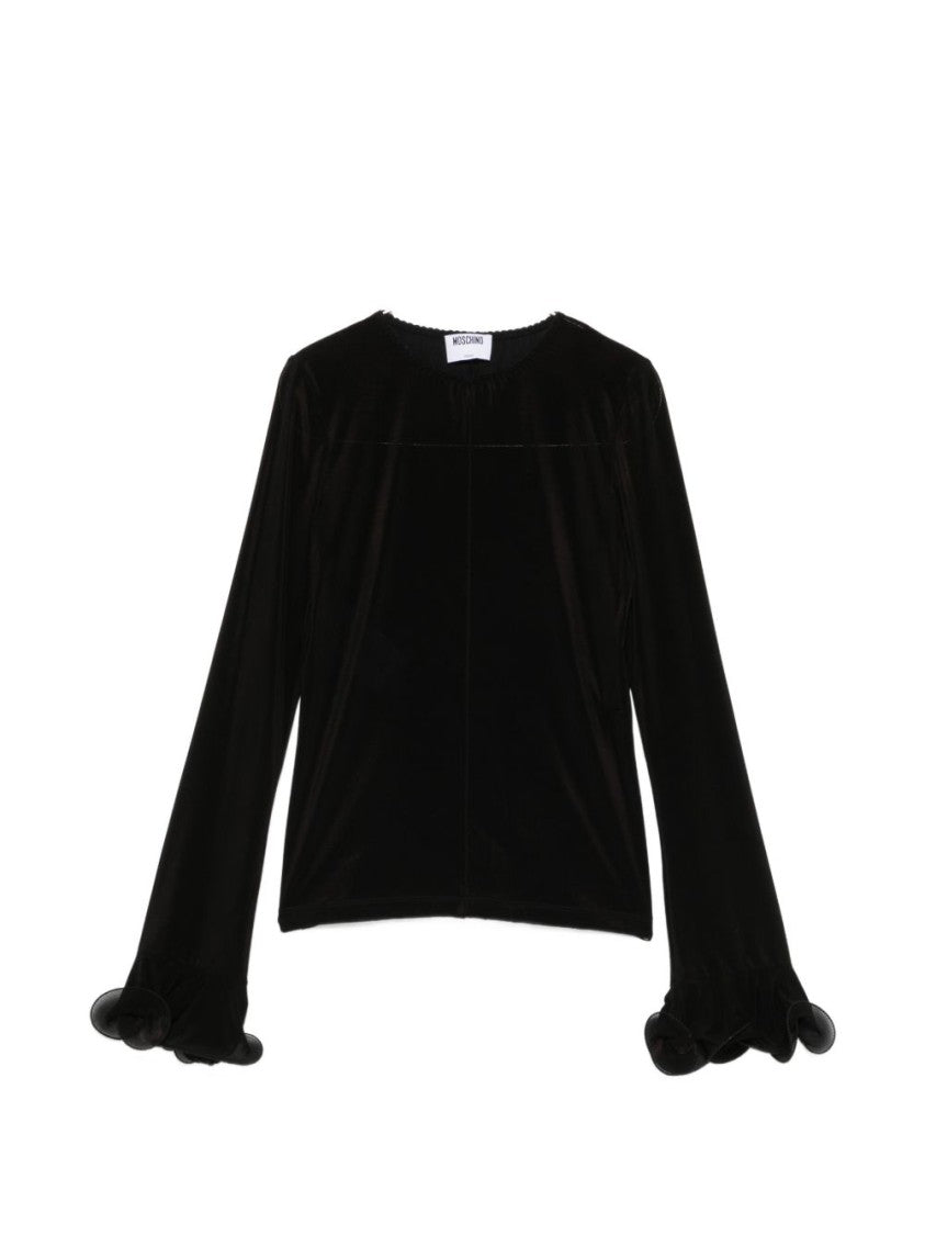Moschino Crew Neck Top With Ruffled Cuffs