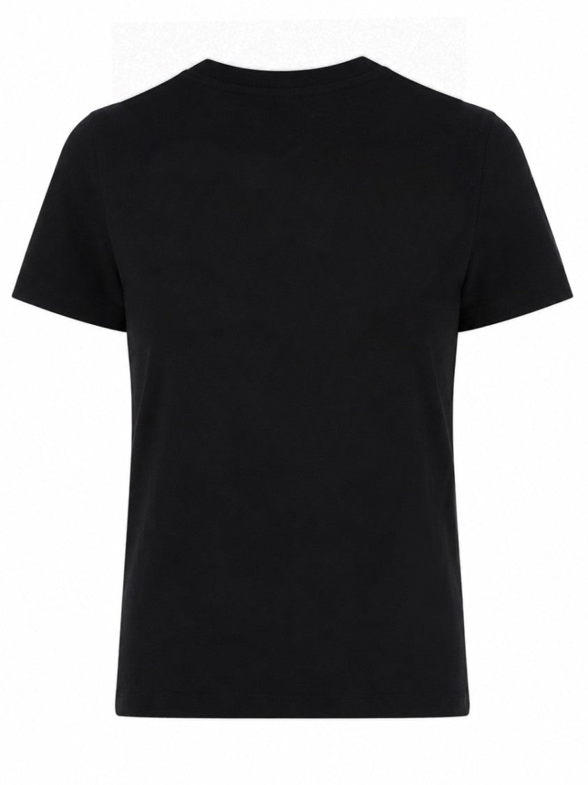 Versace Jeans Couture Cropped Cursive Logo Strass Cotton T-Shirt