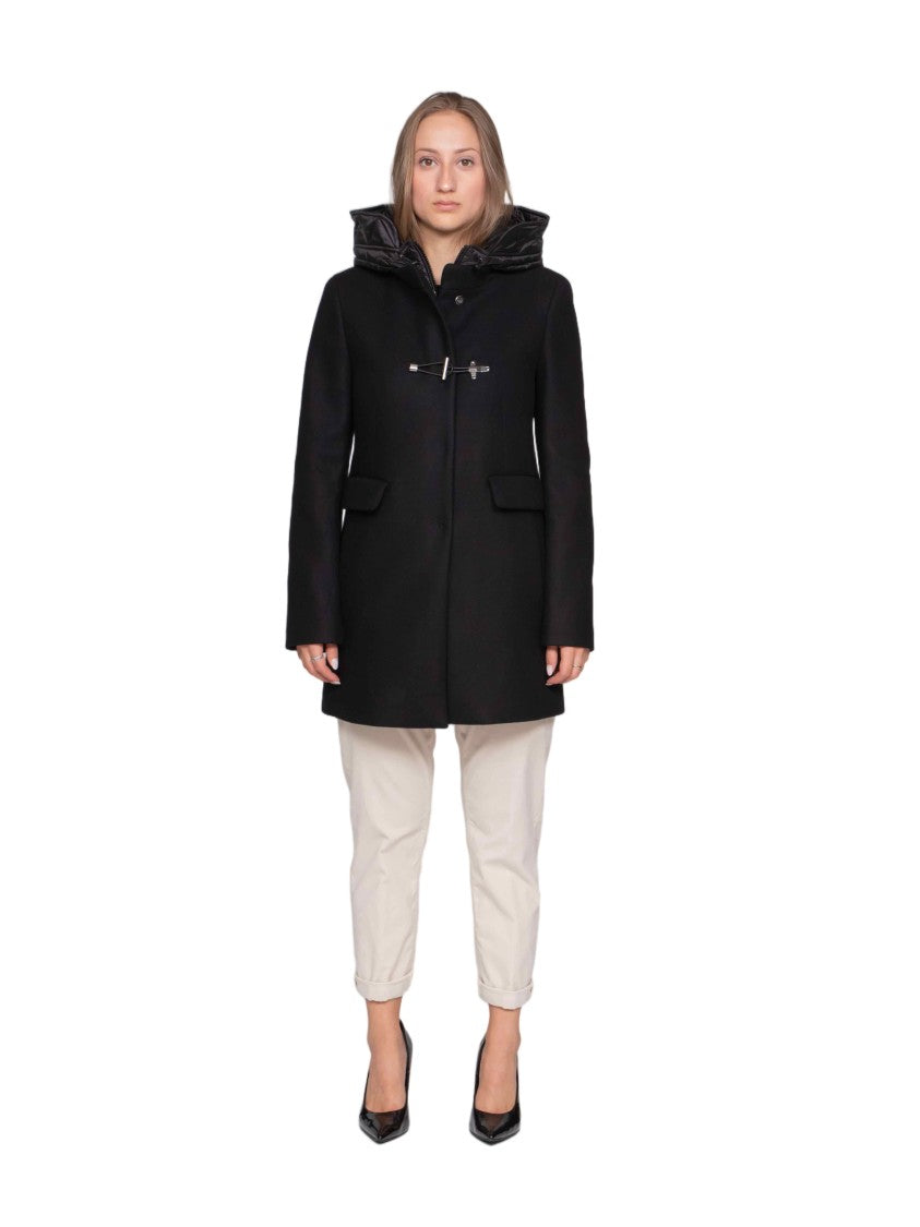 Fay Tailored Short Coat With Quilted Hood And Toggle Closure