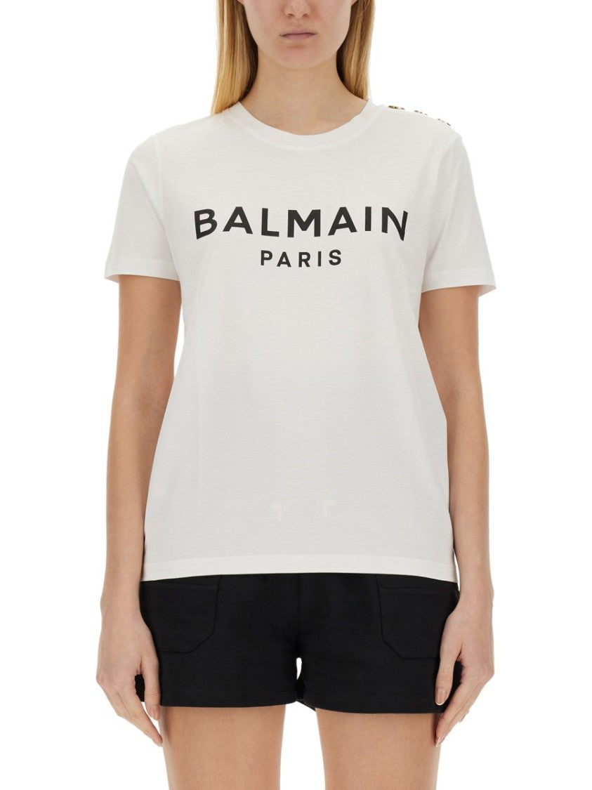 Balmain Classic White T-Shirt With Bold Logo