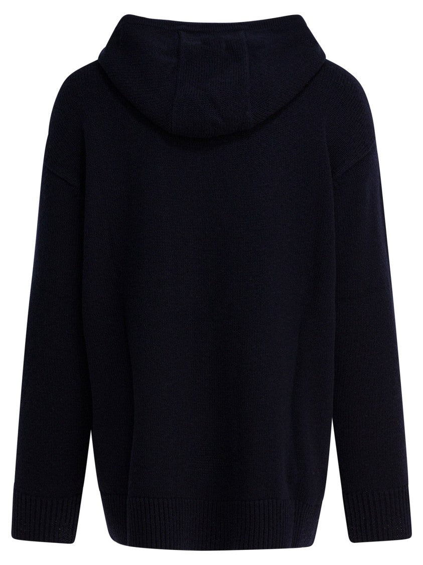Max Mara Cashmere-Blend Hooded Sweater With Functional Chest Pocket