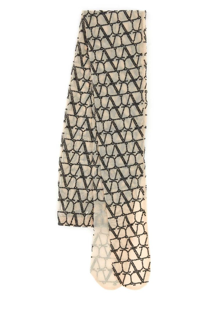 Valentino Garavani Embroidered Tulle Collant With Strass Detailing