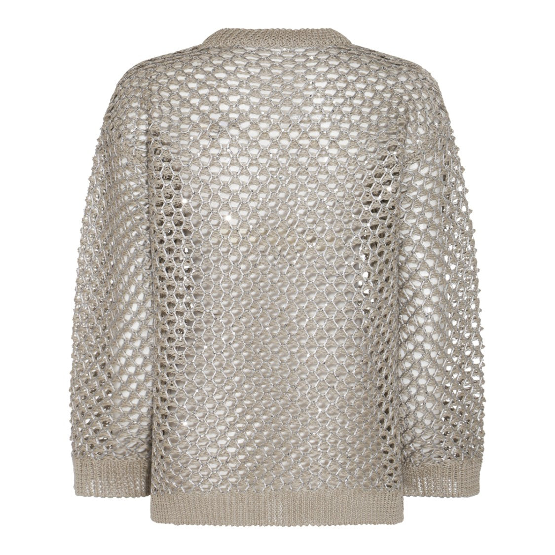 Valentino Ecru Linen Knitwear Sweater With Textured Open-Weave Design