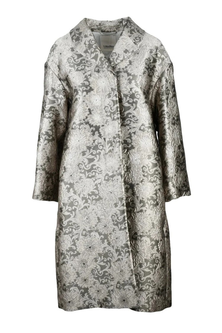 Max Mara Effige Brocade Coat - Grey
