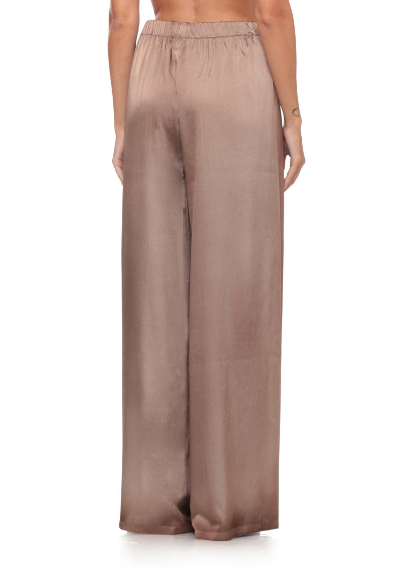 Avant Toi Wide Cut Silk Trousers With Elastic Waistband