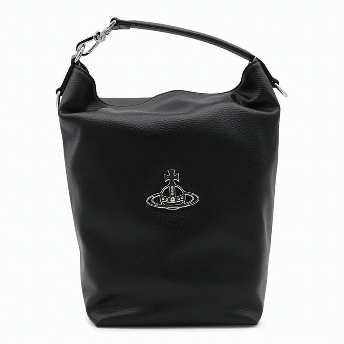 Vivienne Westwood Structured Black Synthetic Leather Tote Bag