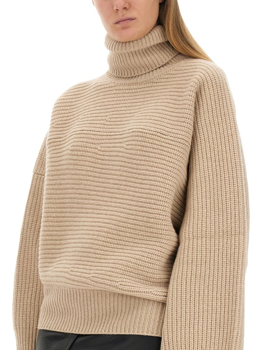 Stella Mccartney Textured Knit Oversized Turtleneck Shirt