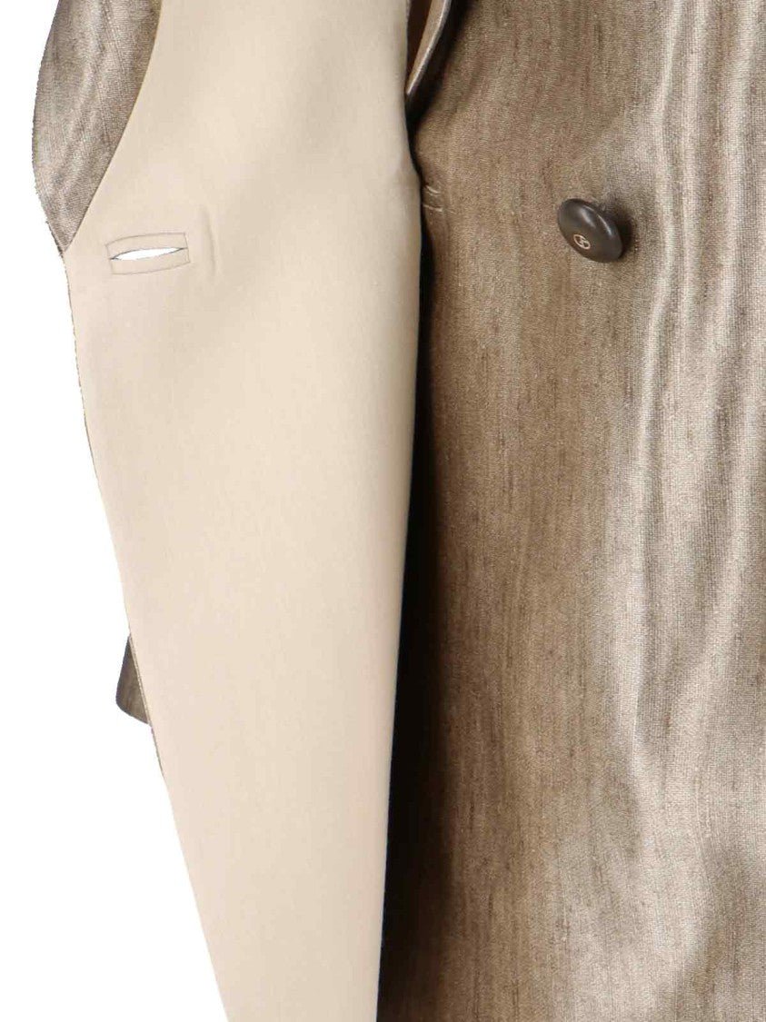 Giorgio Armani Double-Breasted Silk Blazer – Gold