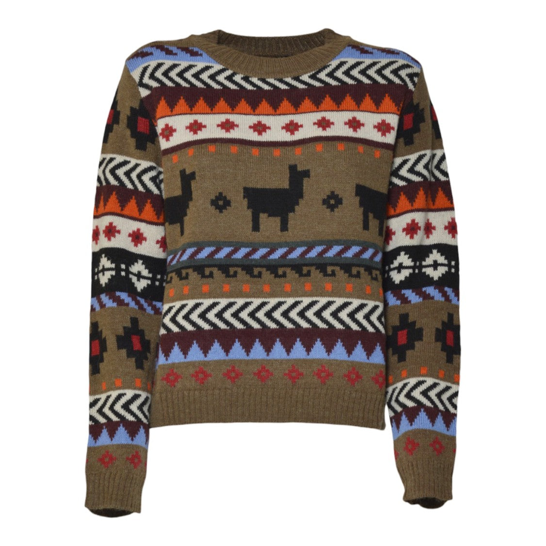 Max Mara Multicolored Geometric Pattern Sweater With Crew Neckline