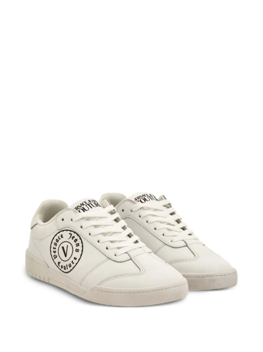 Versace Jeans Couture White Leather Bold Logo Sneakers
