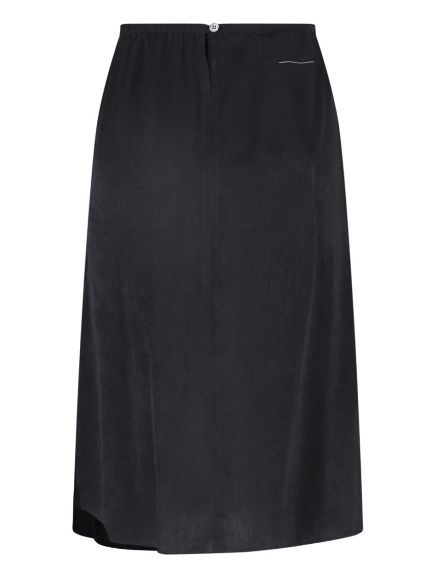 Mm6 By Maison Margiela Black Fabric Elastic Waist Midi Skirt
