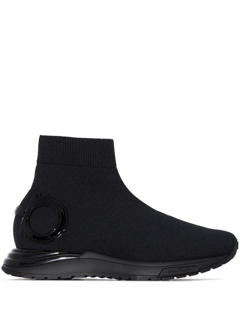 Salvatore Ferragamo Sock-Inspired Ankle Boots With Glossy Logo Detail