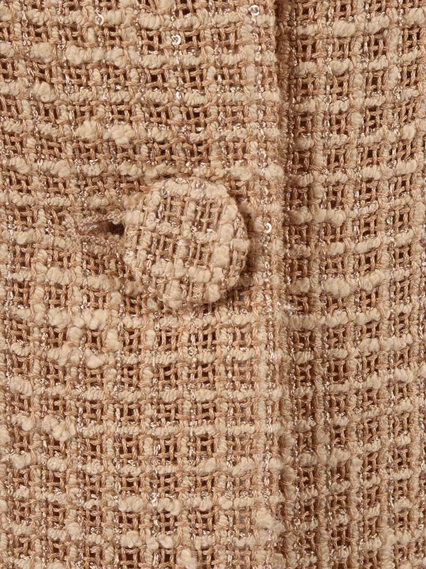 Fabiana Filippi Brown Oversized Sequined Mesh Jacket
