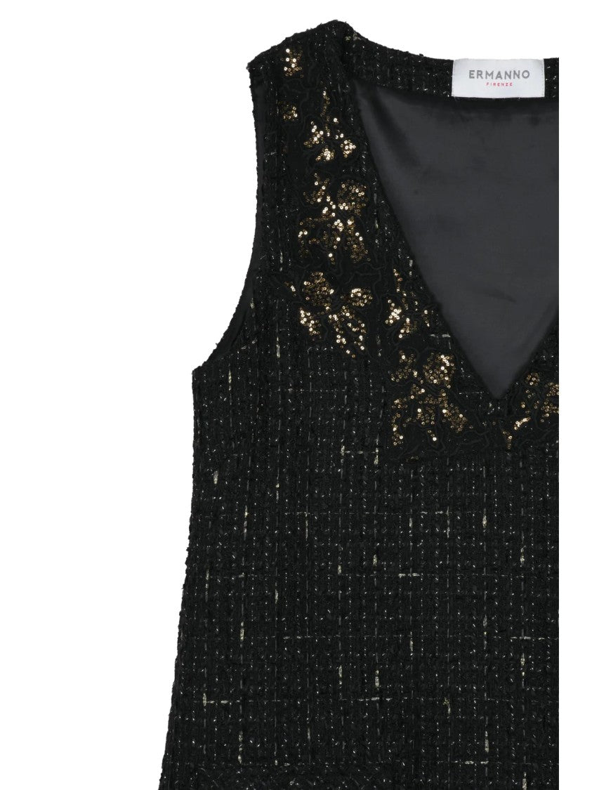 Ermanno Scervino Black Bouclé Polyester Mini Dress