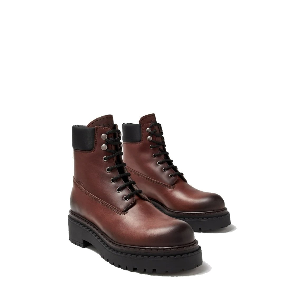 Prada Brown Calf Leather Boots With Modern Accents