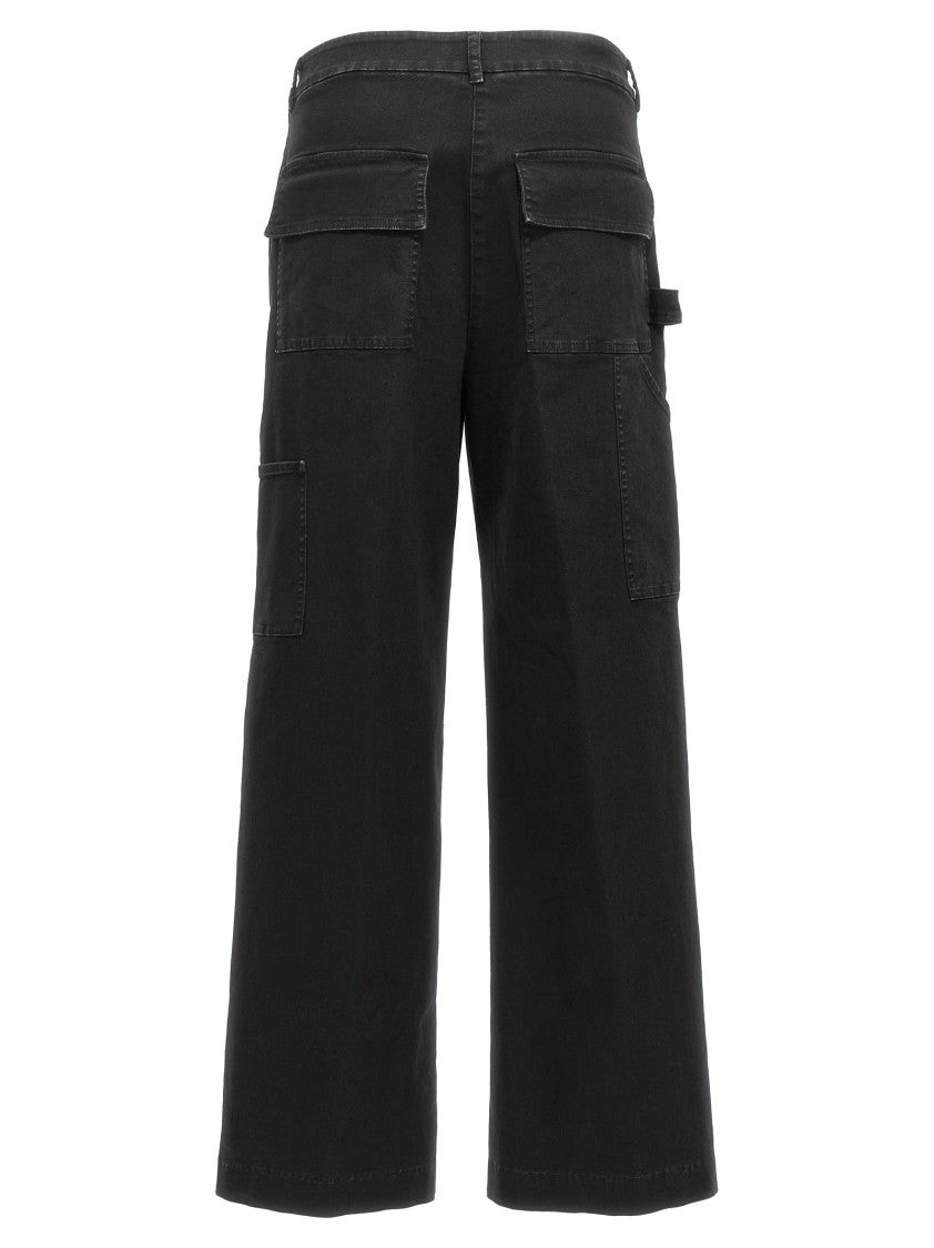 Nude Straight Leg Cargo Pants With Medium Waist