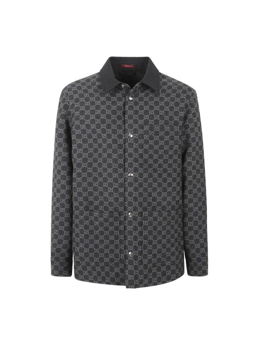 Gucci Structured Wool Jacket With Subtle Monogram Pattern