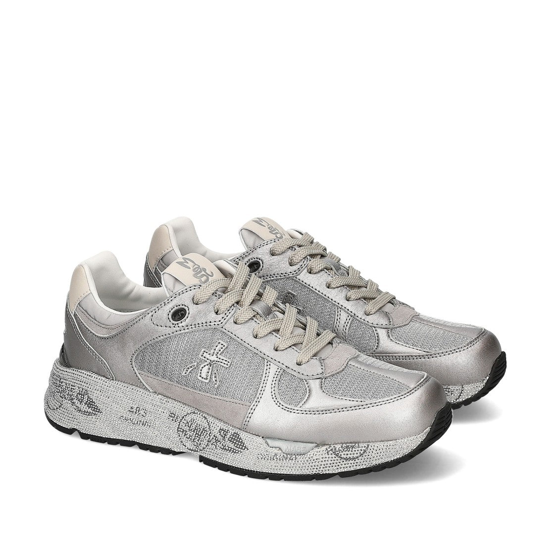 Premiata Sneakers Mased In Suede And Leather Silver