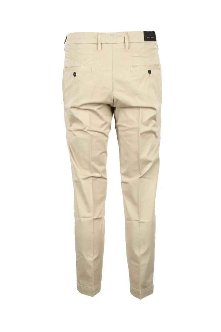 Bro Ship Beige Cotton Stretch Trousers With Flexible Fit