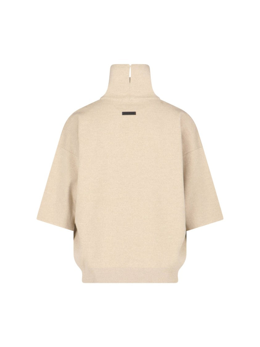 Fear Of God Turtleneck Sweater In Beige Virgin Wool Dropped Shoulders
