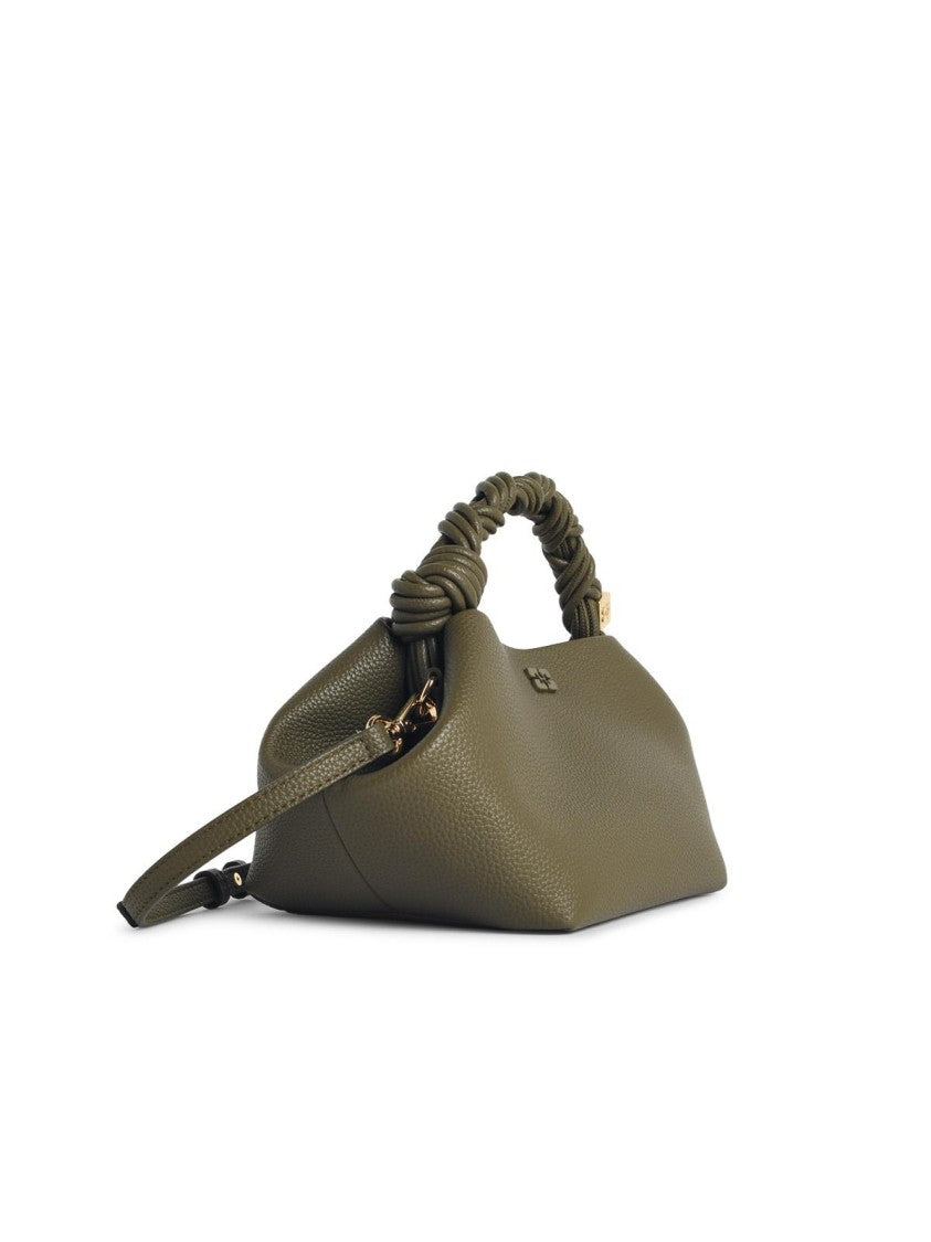 Ganni Small 'Bou' Green Hammered Leather Bag