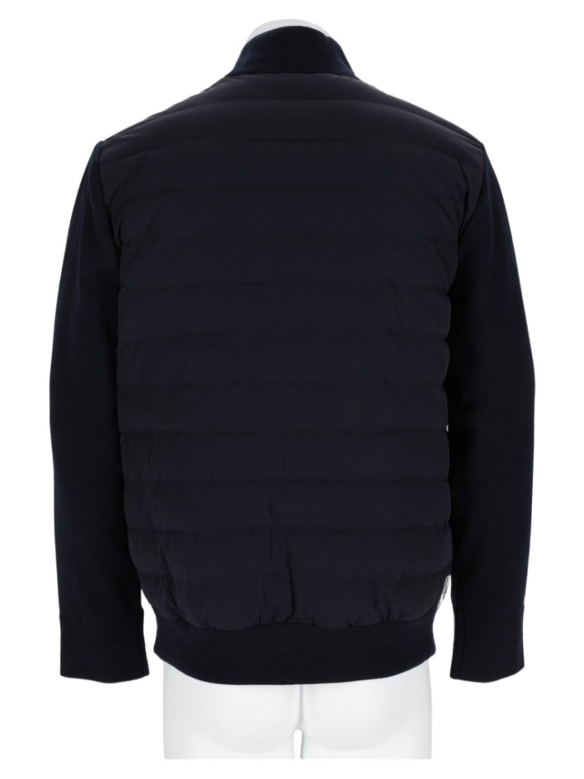 Emporio Armani Quilted Blue Sports Jacket With Ribbed Cuffs