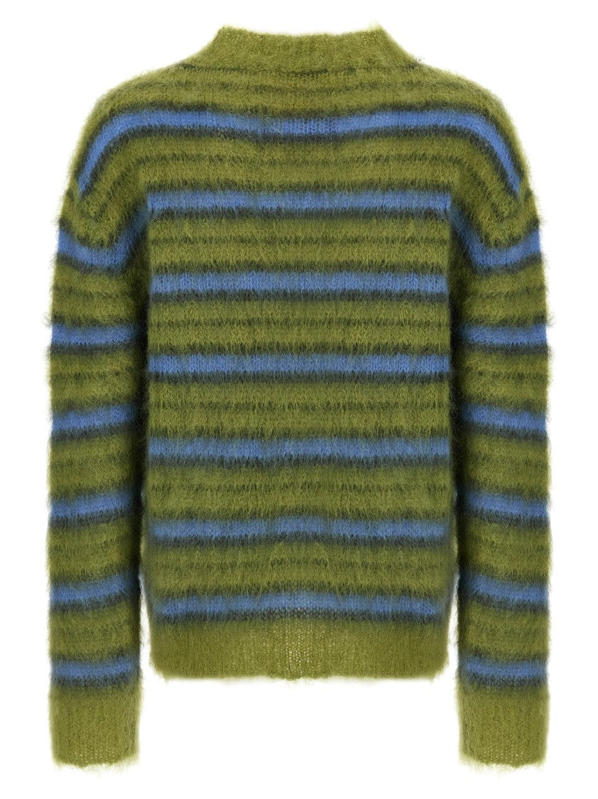 Marni Brushed Mohair Sweater With Multicolor Stripe Pattern