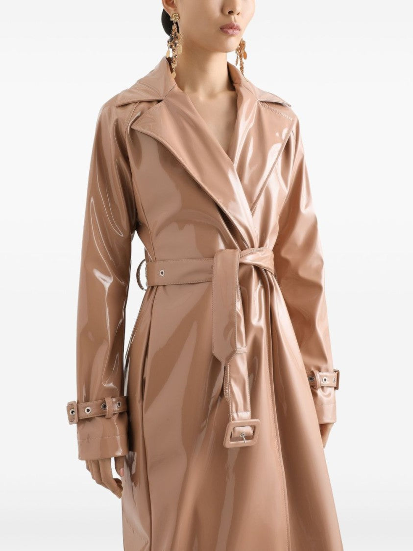Dolce & Gabbana Knee-Length Brown Trench Coat