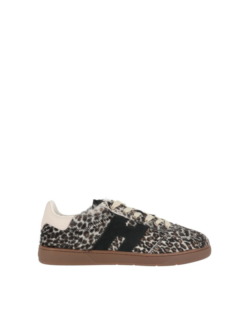 Hogan Leopard Print Calfskin Suede Sneakers