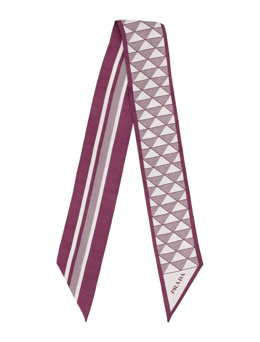 Prada Symbole Print Silk Skinny Scarf