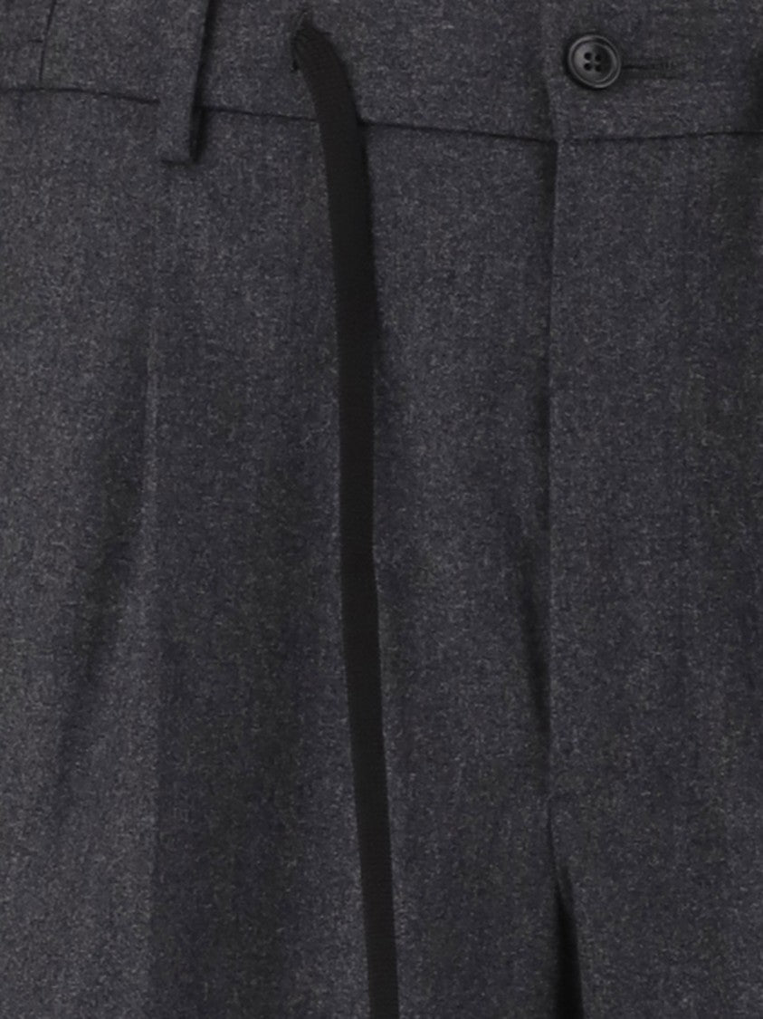 Tagliatore Dark Gray Stretch Wool Belted Pants
