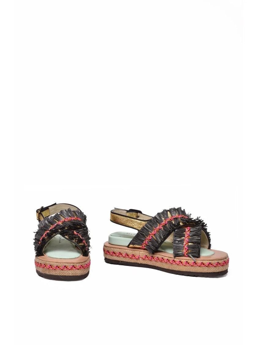 Meher Kakalia Black Gold Other Fibers Ponza Sandal