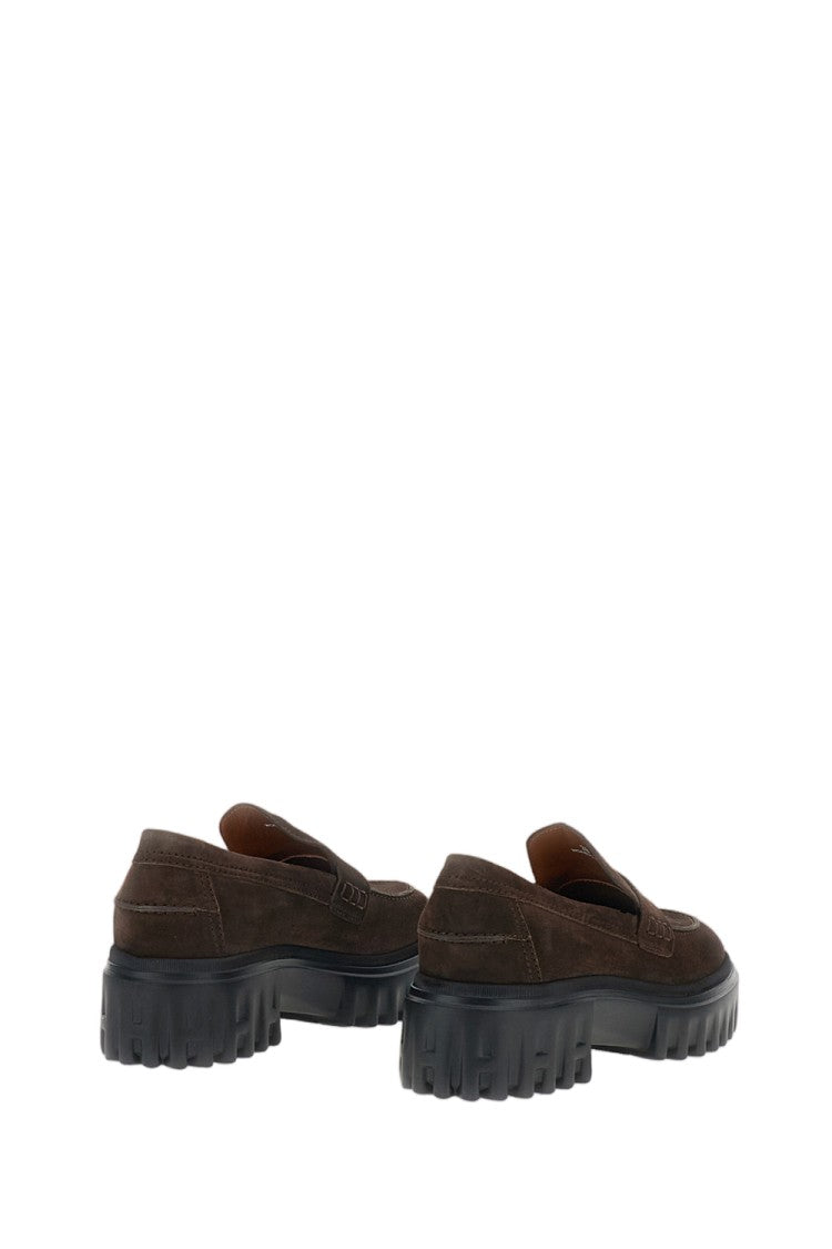 Hogan Brown Leather Brushed Penny Loafers