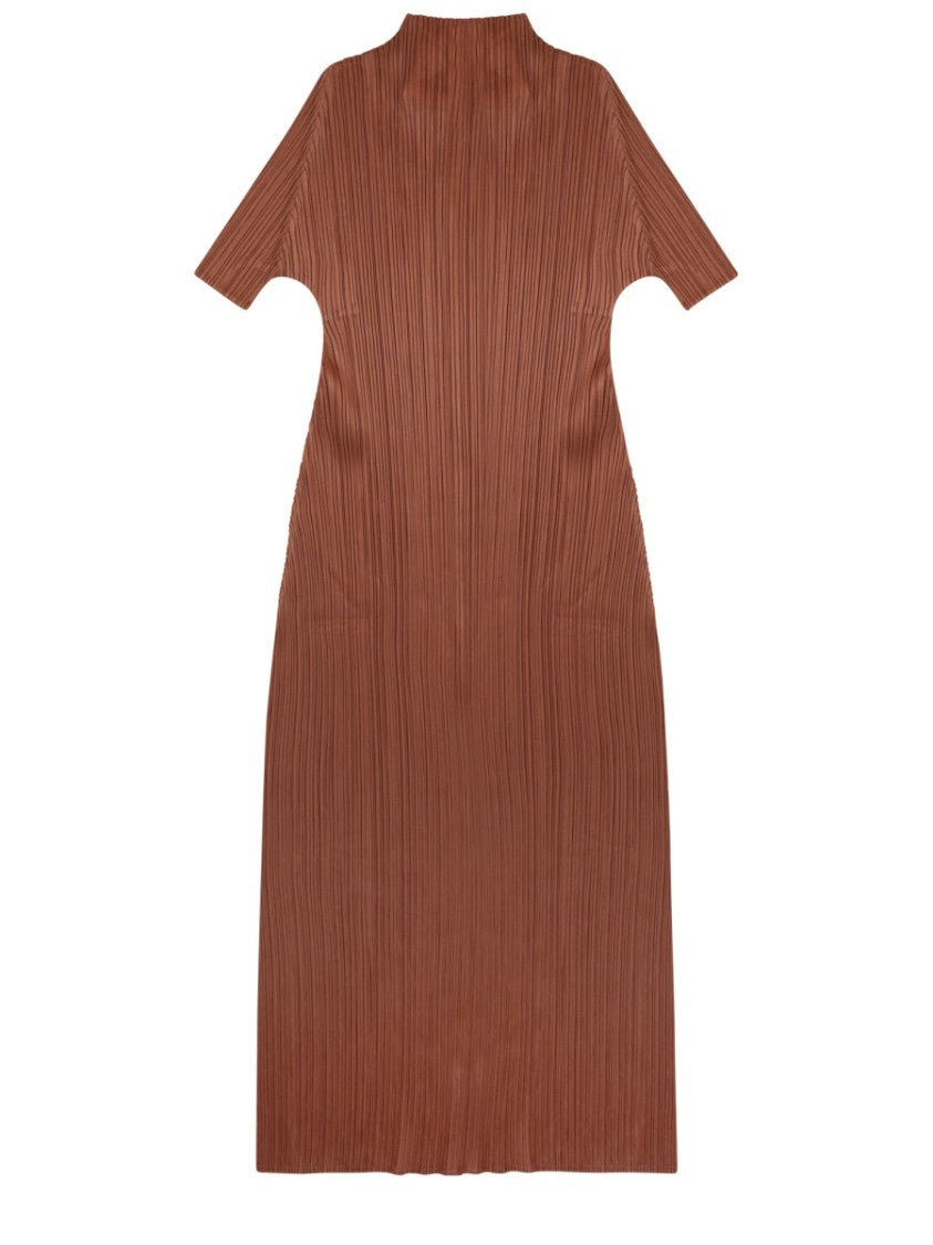 Pleats Please Issey Miyake Neutral Monthly Colors Pleated Midi Dress