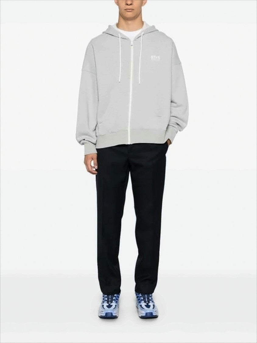 Golden Goose Light Grey Zip-Up Hoodie With Subtle Logo