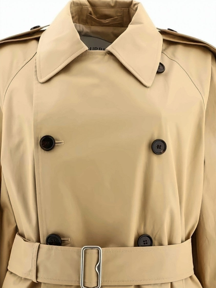 Burberry Short Gabardine Trench Coat With Double-Breasted Front