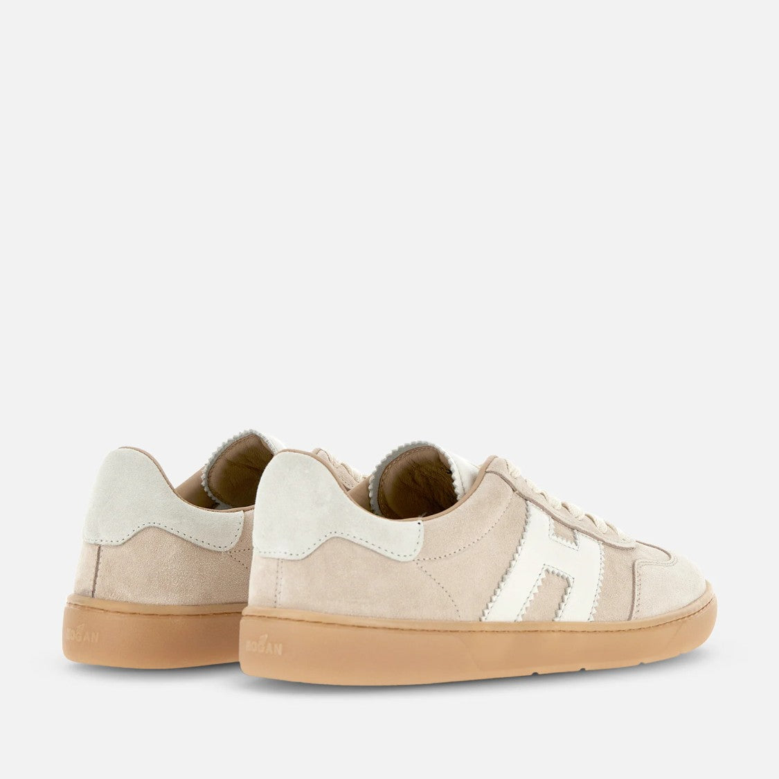 Hogan Beige H Logo Suede Sneakers