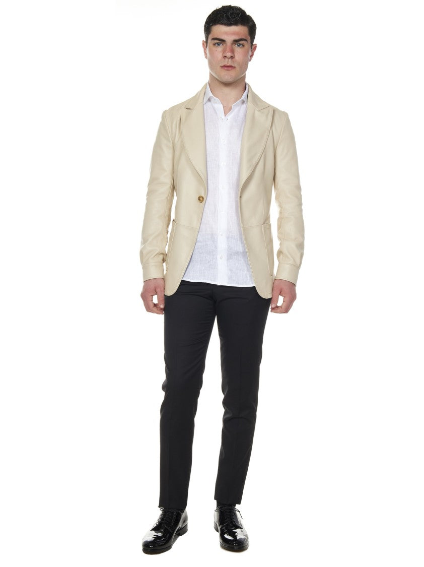 Franzese Collection Tailored Beige Leather Jacket