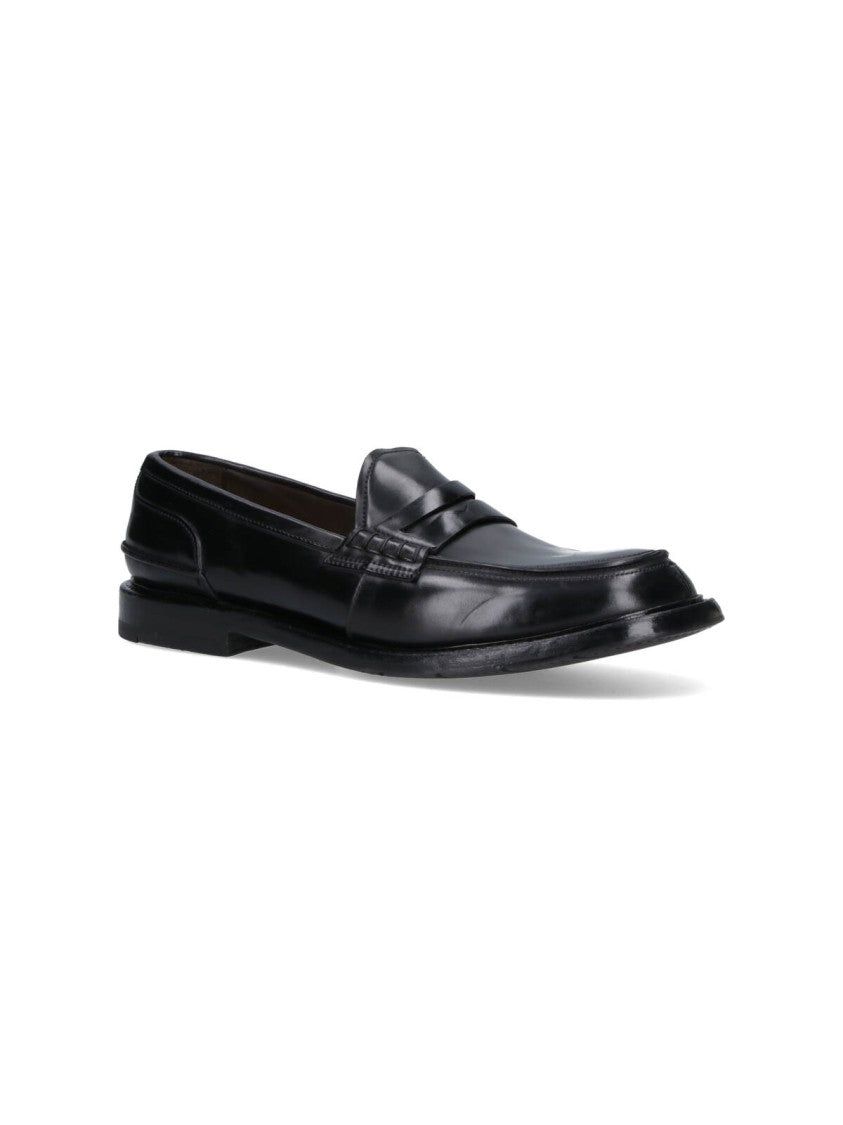 Premiata Polished Black Leather Penny Loafers
