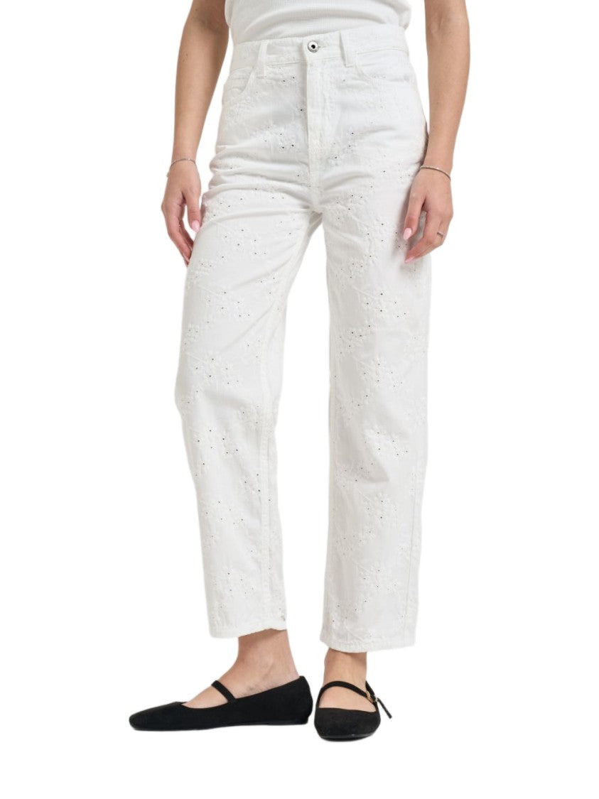 Liu Jo White Floral Embroidery Jeans